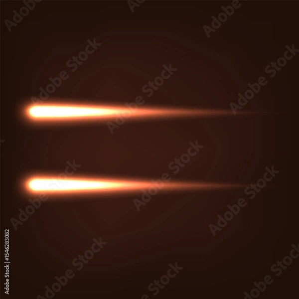 Obraz Two glowing warm flying down  left in circle downwards light objects isolated on dark background