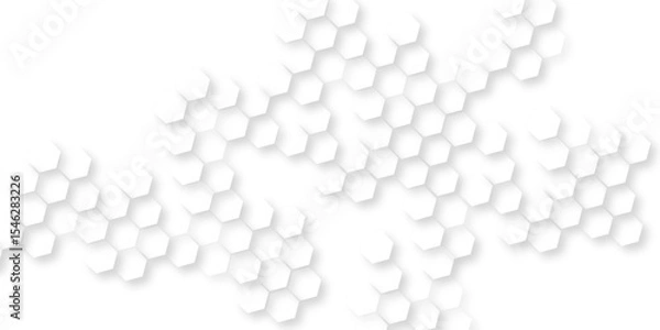 Fototapeta Abstract geometric pattern of white hexagons, Futuristic abstract honeycomb mosaic white background, Luxury White Pattern. 3D Futuristic abstract honeycomb mosaic white background. 