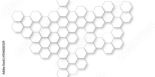 Fototapeta Abstract geometric pattern of white hexagons, Futuristic abstract honeycomb mosaic white background, Luxury White Pattern. 3D Futuristic abstract honeycomb mosaic white background. 