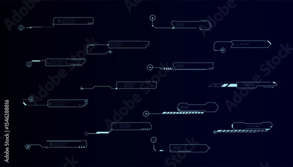 Obraz Technological set of interface frames in sci-fi HUD style. Used for visual effects, screens and techno UI.