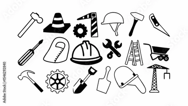 Fototapeta Labor line editable icon set. Contains icons related to labor, construction, labour day, renovation, and more. Vector illustration. make 30 vectors on one image