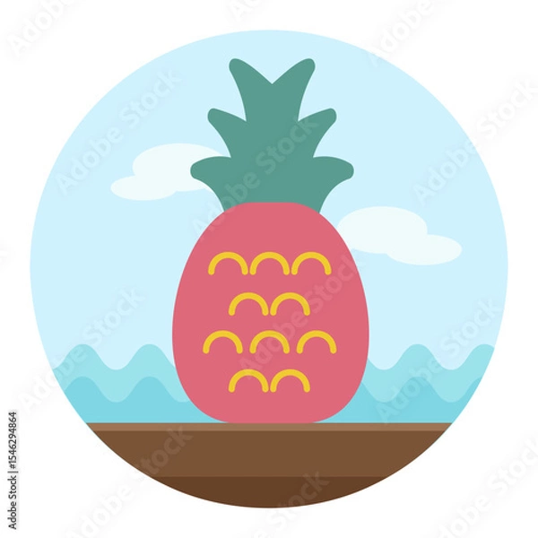 Obraz Pineapple vector icon. Summer. Vacation