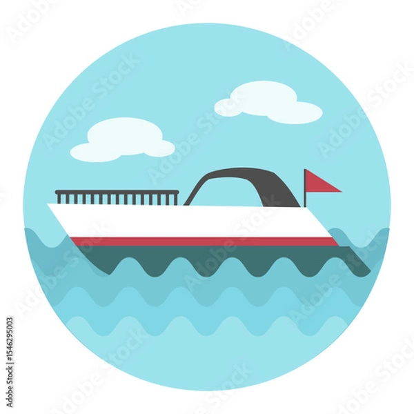 Obraz Cruising motor yacht flat vector icon