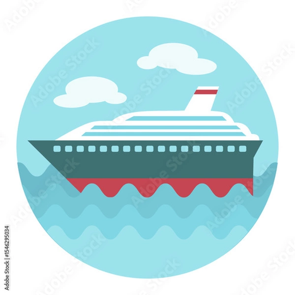 Obraz Cruise liner flat vector icon