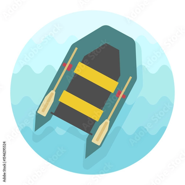 Obraz Inflatable rubber boat flat vector icon