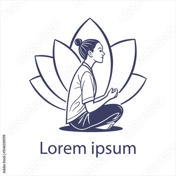 Obraz Yoga sitting lotus pose logo.