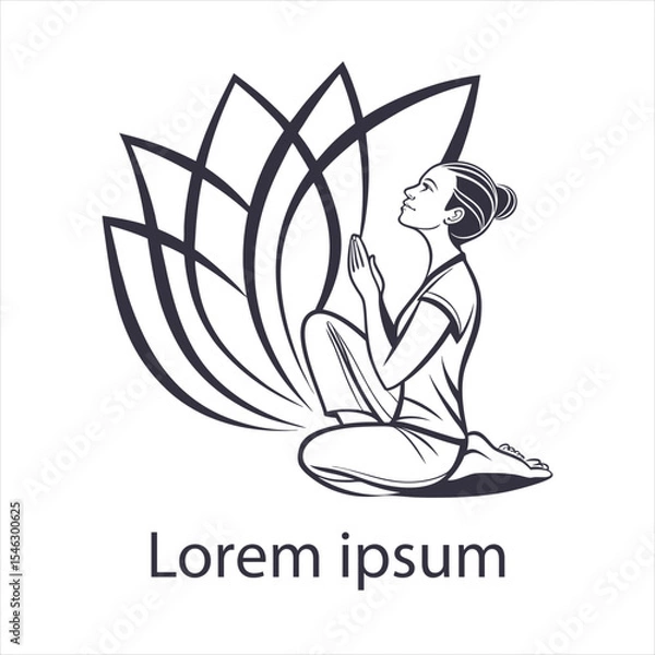 Obraz Yoga sitting lotus pose logo.