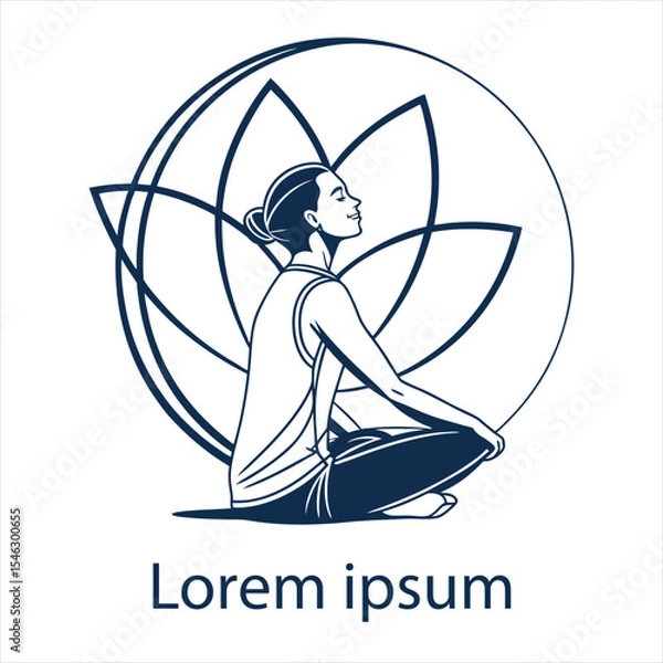 Obraz Yoga sitting lotus pose logo.
