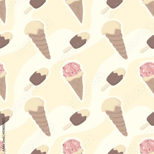 Fototapeta Seamless pattern with creamy ice cream