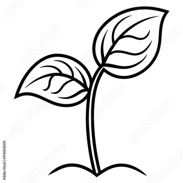 Obraz Tiny Seedling Outline Vector