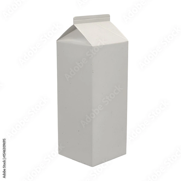 Fototapeta A plain, rectangular milk carton designed for storage and pouring of liquid dairy products.
