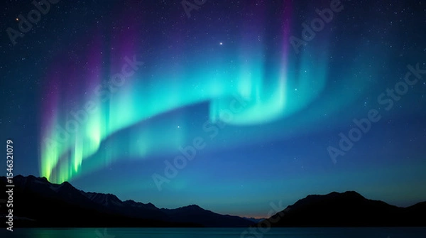 Fototapeta a breathtaking view of the Northern Lights, or Aurora Borealis. Generative ai