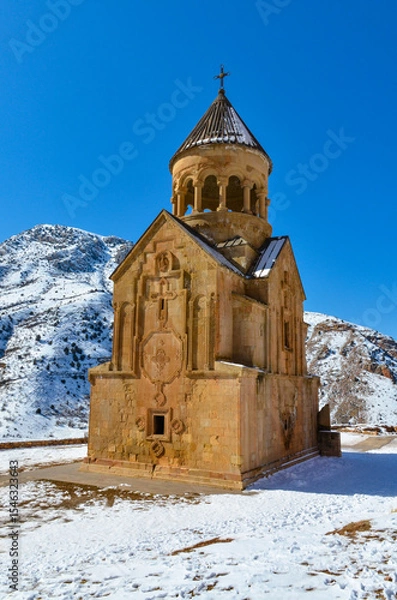 Obraz Surb Astvatsatsin church in Noravank monastery winter view (Vayots Dzor, Armenia)