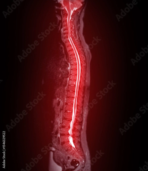Fototapeta MRI whole spine screening for diagnosis spinal cord compression.