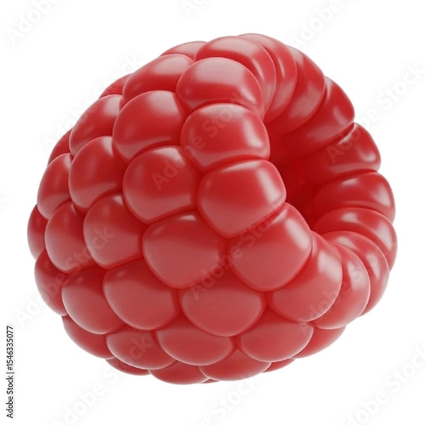 Fototapeta Smooth glossy raspberry 3D illustration render.