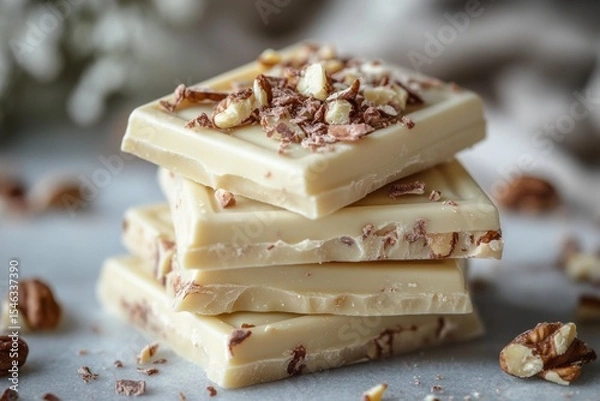Obraz Delicious white chocolate bars stacked together, creating a sweet and indulgent treat