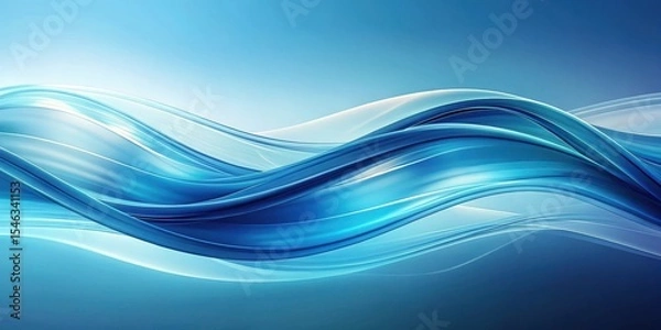 Fototapeta Wavy blue hues gently merge into a serene abstract background