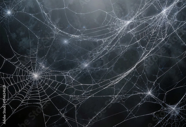 Fototapeta AI generated images. Spiderweb on a grey background. Halloween background