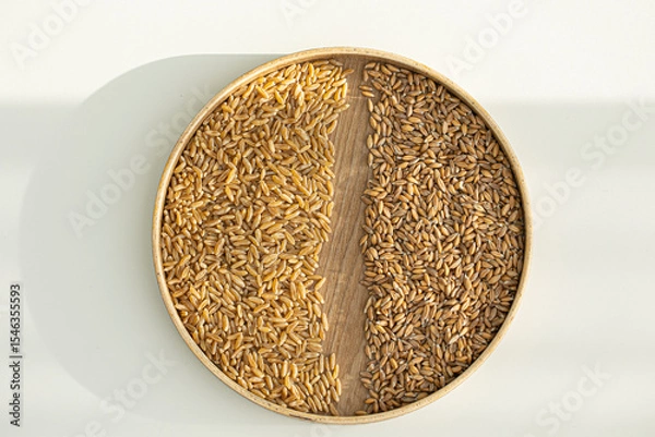 Fototapeta Heap of kamut kernels on white background