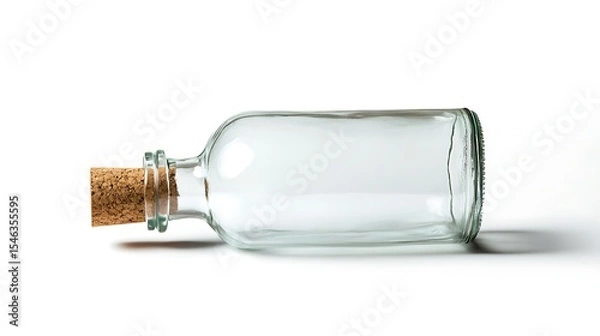 Obraz Empty Glass Bottle with Cork Lying Down