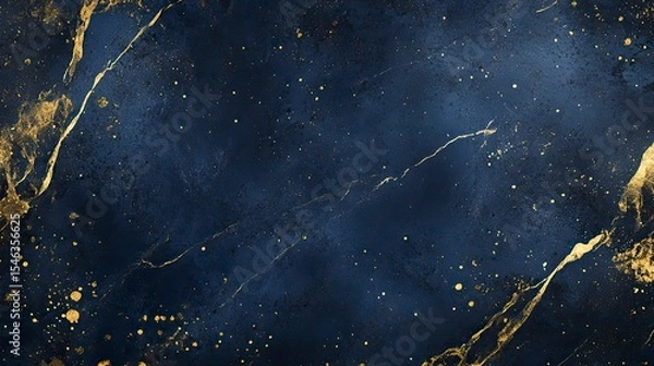 Obraz Dark navy blue marble texture with gold flecks