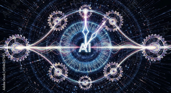 Fototapeta Artificial Intelligence in the Modern World: Exploring AI Innovations, Machine Learning, Neural Networks, Automation, Smart Technologies, and the Future of Human-Machine Collaboration

