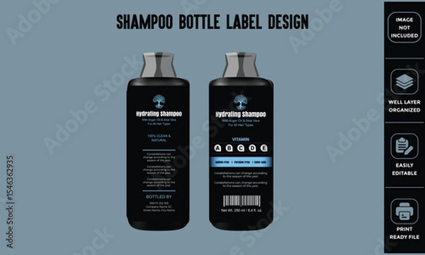 Fototapeta Shampoo Bottle Label Design for Hydrating Shampoo