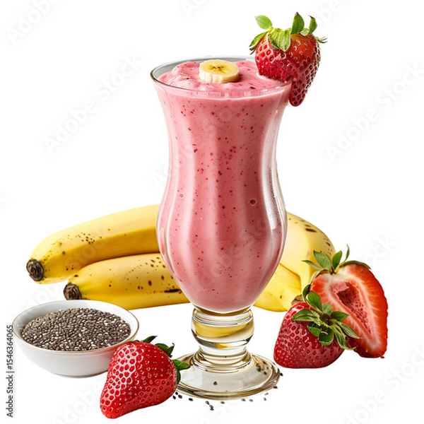 Fototapeta Vibrant Strawberry Banana Smoothie in Ultra Realistic UHD Photo
