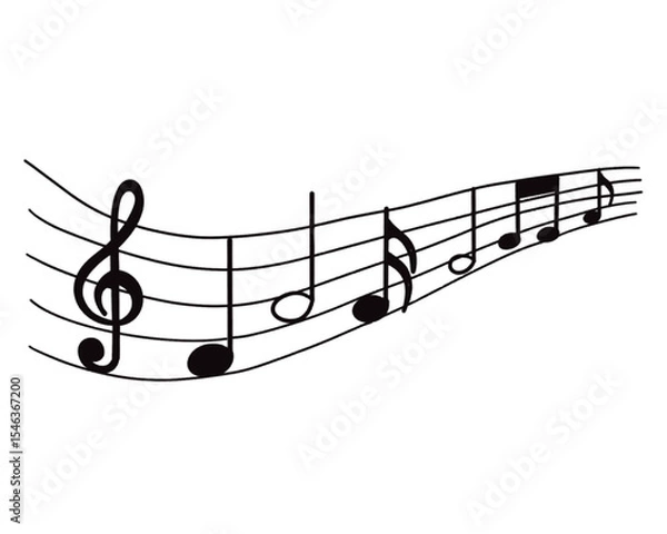 Obraz vector sheet music - green musical notes melody on transparent background