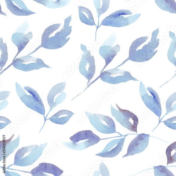 Fototapeta Seamless pattern with watercolor leaves