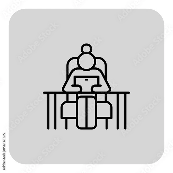 Obraz Senior woman focused on digital tablet while seated at modern desk. Productivity and professionalism concept