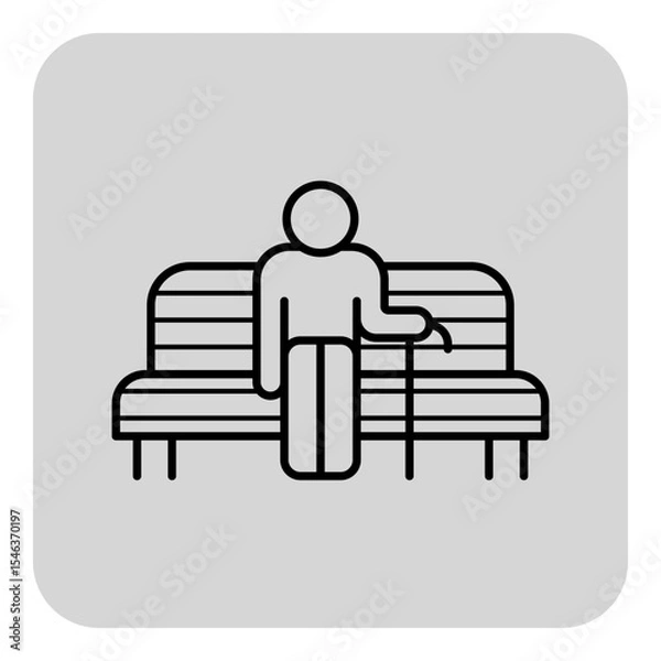 Obraz Senior man seated comfortably on sofa while holding cane. Relaxation and moments of rest concept