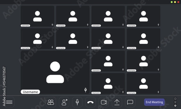 Obraz Video conference user interface, video conference calls window overlay.