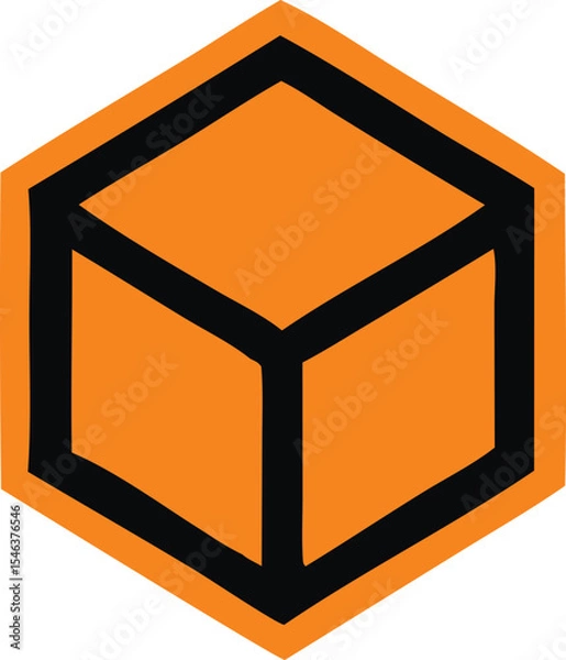 Obraz Abstract orange and black hexagonal cube graphic design element