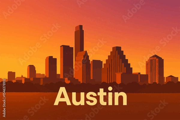 Obraz Austin Skyline at Sunset

