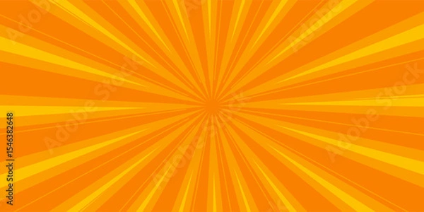 Fototapeta Abstract orange comic background. Art pop cartoon backdrop. Halftone effect pattern. Fun anime texture. Starburst manga style bg. Mark popart radial gradient. Spiral, swirl, comic rays.