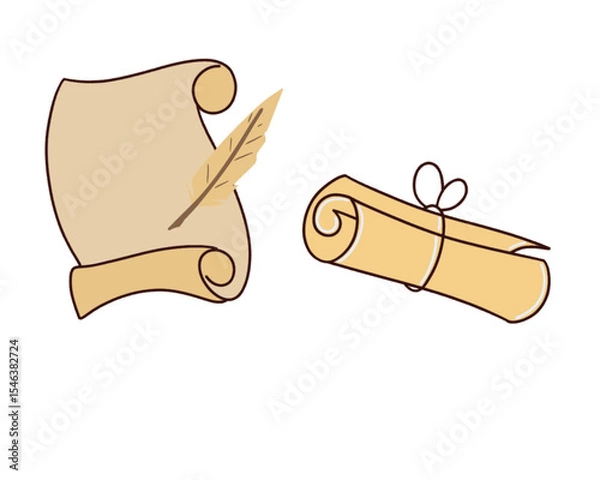 Obraz Vector Illustration of a Hand Drawn Magic Scroll Doodle