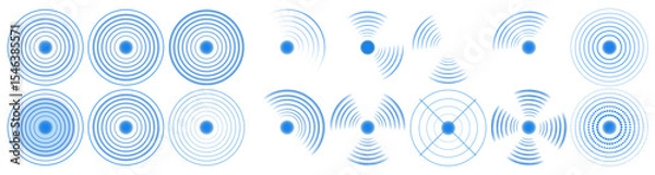 Fototapeta Wi-Fi beacon spins with radiant looped glow. Radar icon vibrates in synthetic echo burst. Crosshair target moves within bright optic scope. Data trace warps around scanner reticle light. Neon field 