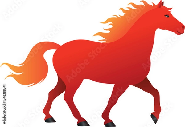 Fototapeta 2026 Red fire horse. Vector illustration of the red fire horse symbol of 2026 according to the chinese zodiac. For calendars, t-shirt prints, postcards, holiday decorations, web design, new year