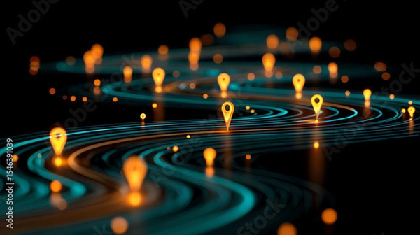Fototapeta Customer experience is enhanced through satisfying journey marked by glowing markers