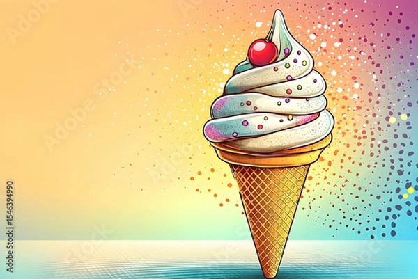Fototapeta Vibrant ice cream cone graphic