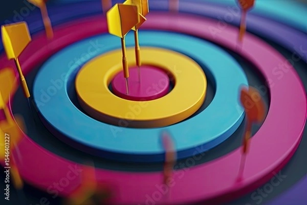 Obraz Vibrant Color Visual of Business Process Goals Target Success Graph