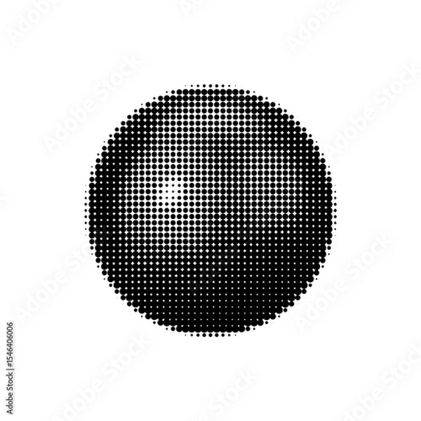 Obraz Halftone sphere vector illustration. Modern design with black and white dot pattern, perfect for backgrounds, tech themes, and digital art projects. High-resolution and scalable graphic.