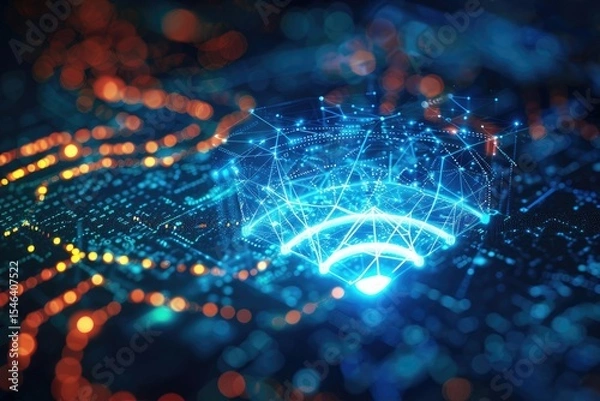 Obraz Premium Quality Picture of Secret Algorithm Controlling Wireless Data Flow and Colluding Companies