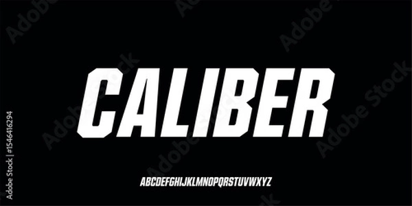 Fototapeta Vector illustration of strong and masculine condensed and bold italic style alphabet letters. Suitable for large titles, sports logos, automotive, military and product branding.