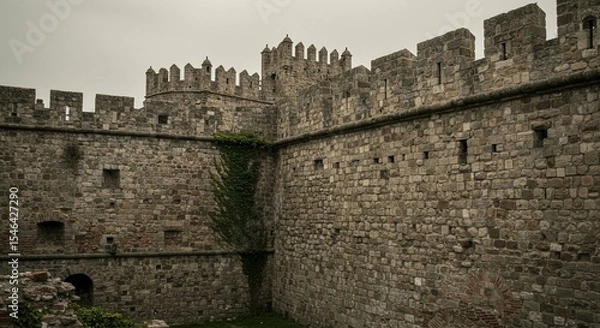Obraz Ancient Stone Castle Walls and Towers Photo