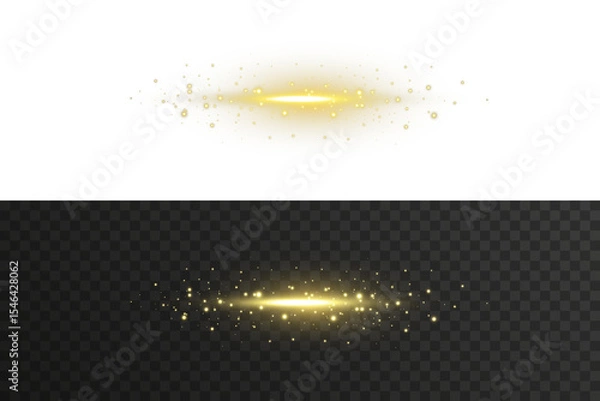 Fototapeta Flying glitter glows in warm seasonal shimmer. Sparkling fog flows through frozen festive landscape.
Crystal light dots swirl in glowing spiral. Golden powder settles on invisible winter wind. Magic