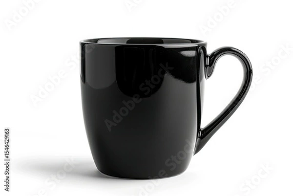 Obraz high quality visual of Black mug empty blank for coffee or tea isolated on white