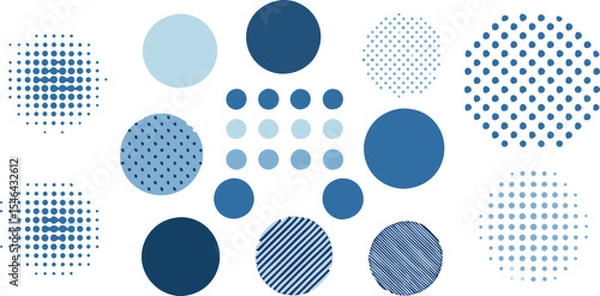 Fototapeta Abstract blue circle patterns on white background