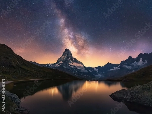 Obraz premium quality picture of mountain under starry sky